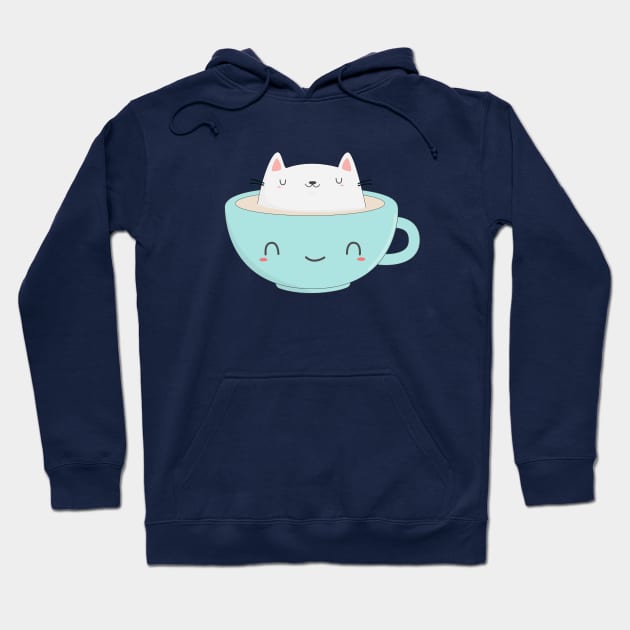 Kawaii Coffee Cat T-Shirt Hoodie by happinessinatee